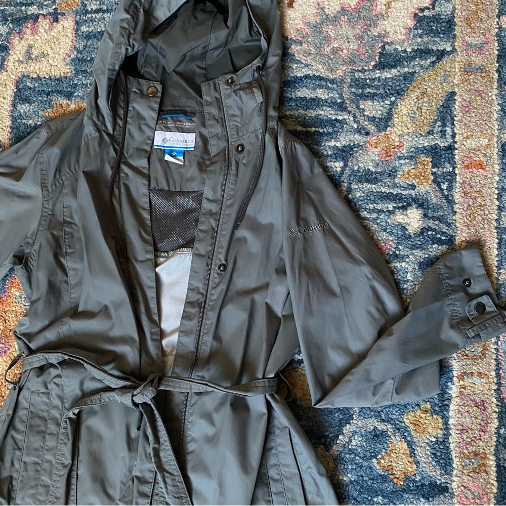 Columbia Hooded Trench Coat in Charcoal Gray - Picture 3 of 13